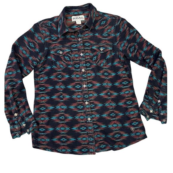 Ariat Southwestern‎ Button-Up Cowgirl Shirt, Women’s M, Long-Sleeve Aztec - Picture 1 of 11